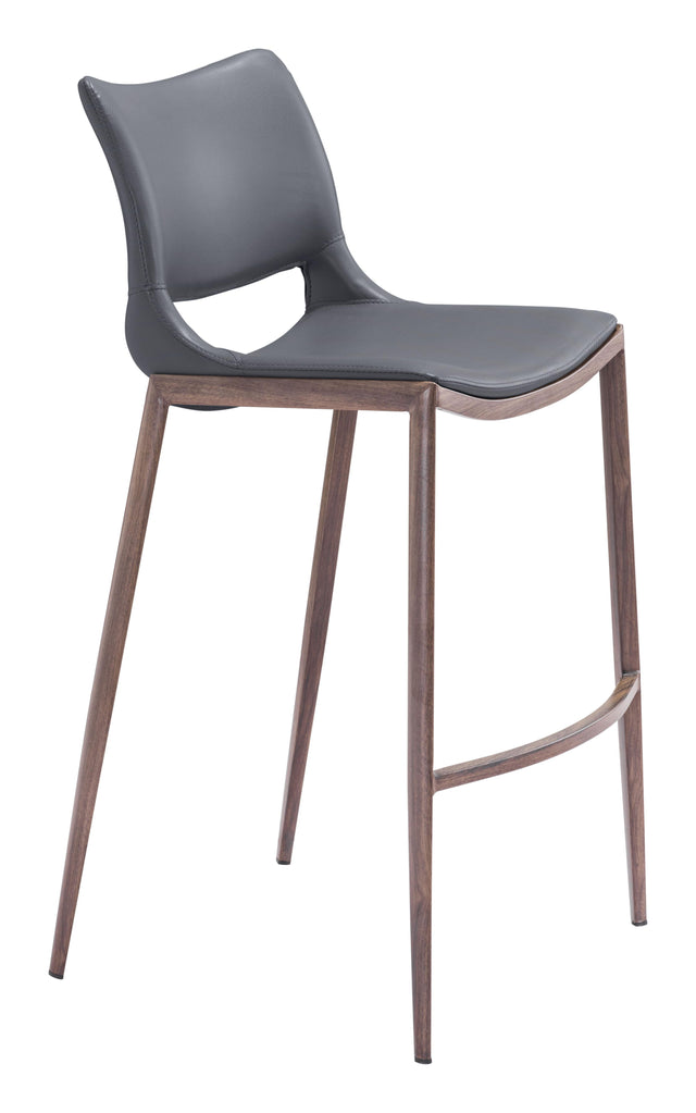 ZUO Ace Barstool (Set of 2) Dark Gray & Walnut