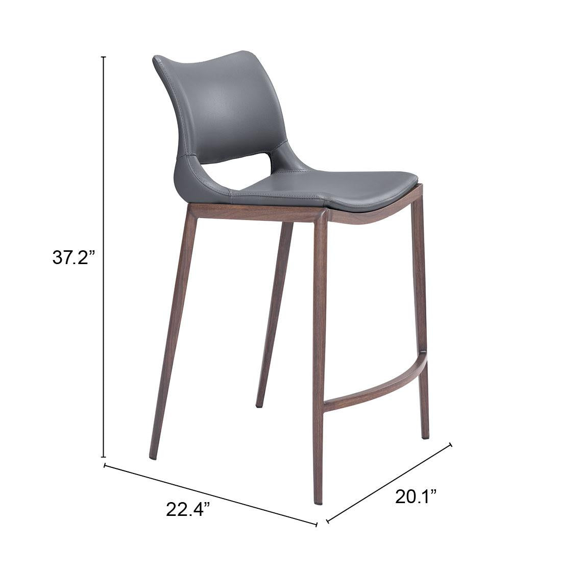 ZUO Ace Counter Stool (Set of 2) Dark Gray & Walnut