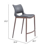 ZUO Ace Counter Stool (Set of 2) Dark Gray & Walnut