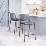 ZUO Ace Counter Stool (Set of 2) Dark Gray & Walnut