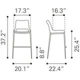 ZUO Ace Counter Stool (Set of 2) Dark Gray & Walnut