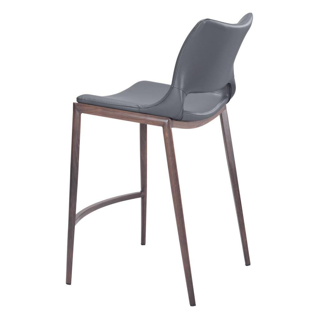 ZUO Ace Counter Stool (Set of 2) Dark Gray & Walnut