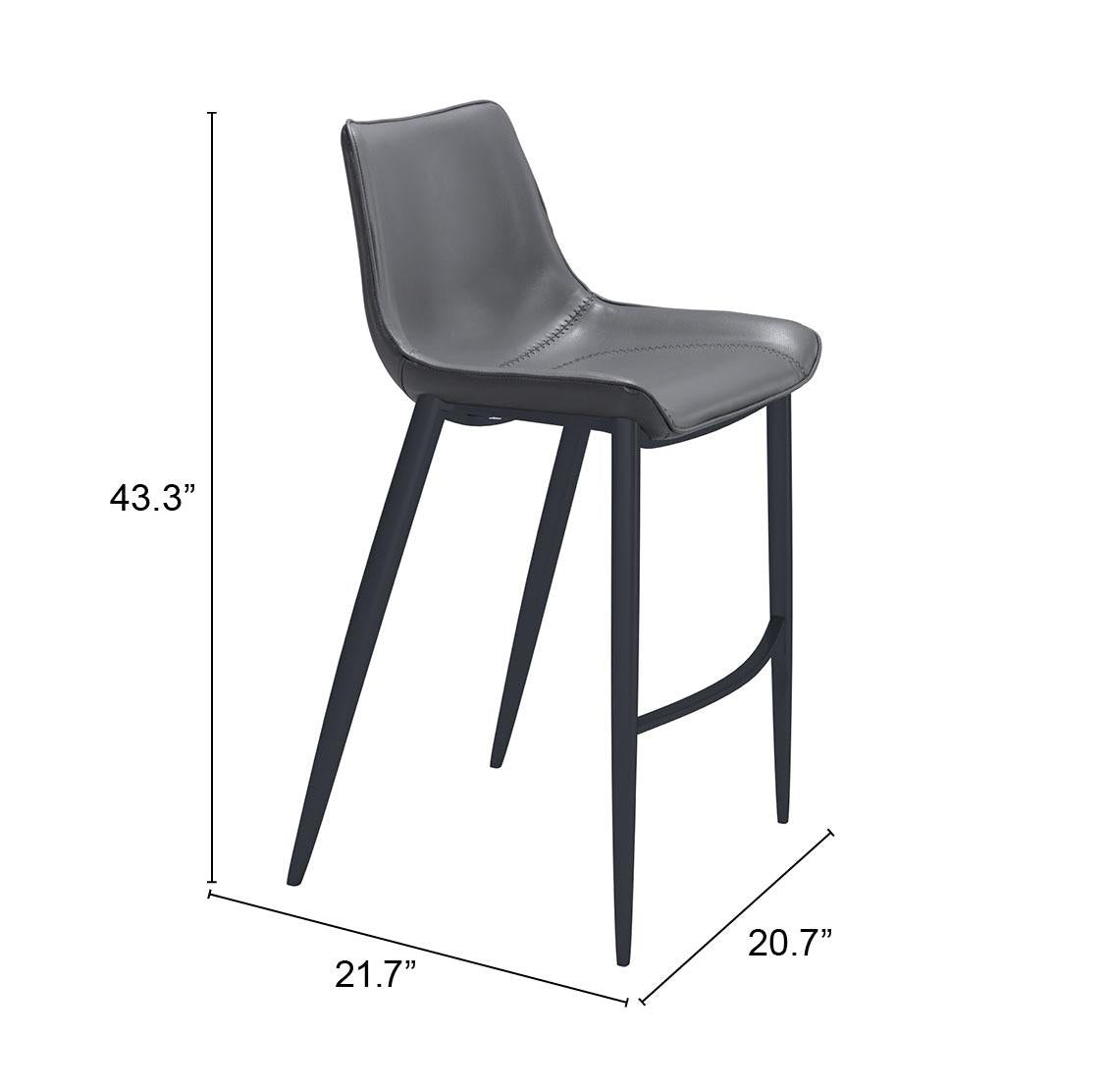 ZUO Magnus Barstool (Set of 2) Dark Gray & Black