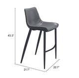 ZUO Magnus Barstool (Set of 2) Dark Gray & Black