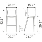 ZUO Magnus Barstool (Set of 2) Dark Gray & Black