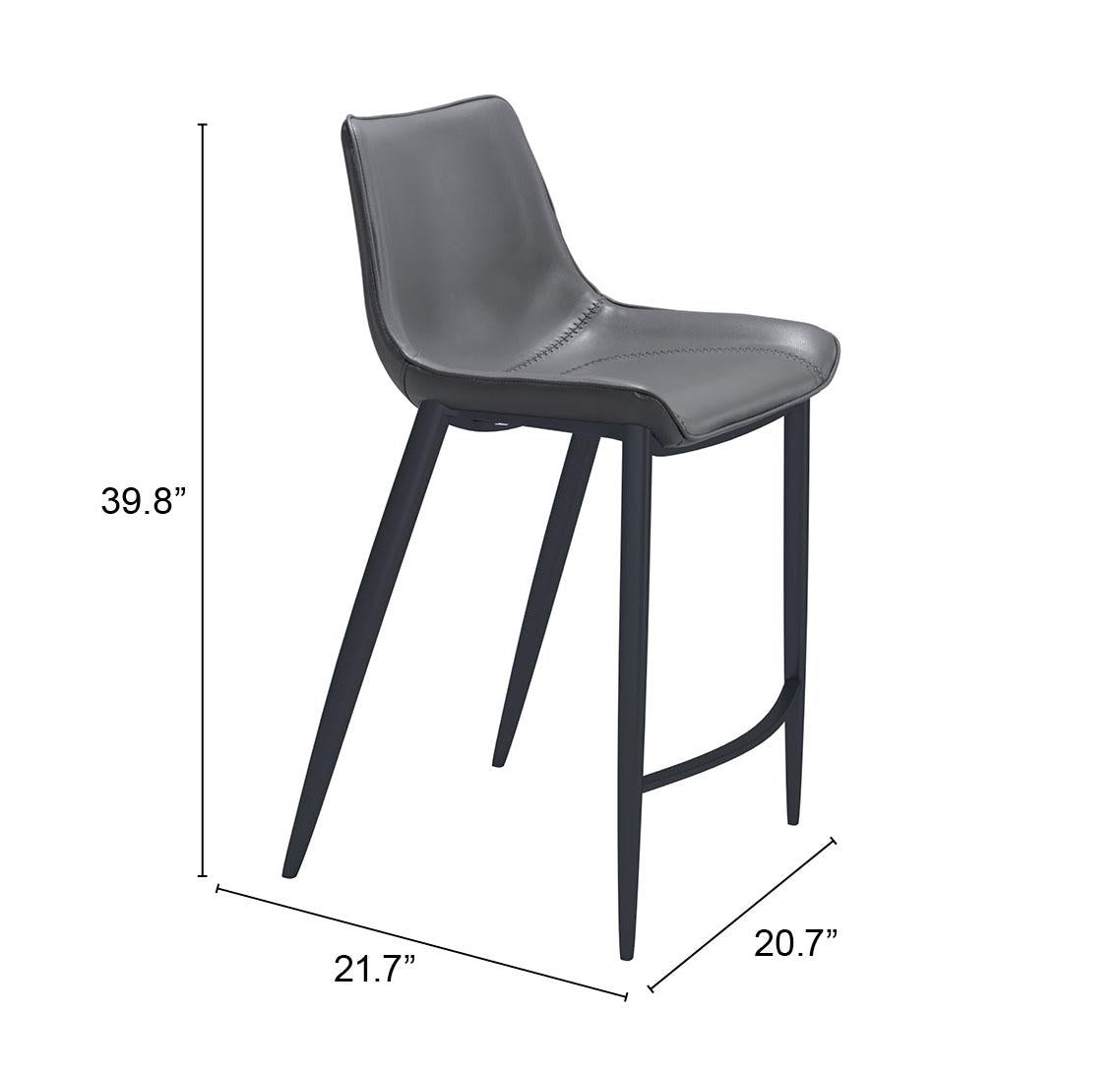 ZUO Magnus Counter Stool (Set of 2) Dark Gray & Black