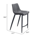 ZUO Magnus Counter Stool (Set of 2) Dark Gray & Black