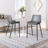 ZUO Magnus Counter Stool (Set of 2) Dark Gray & Black