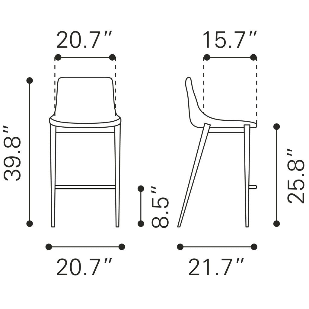 ZUO Magnus Counter Stool (Set of 2) Dark Gray & Black