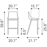 ZUO Magnus Counter Stool (Set of 2) Dark Gray & Black