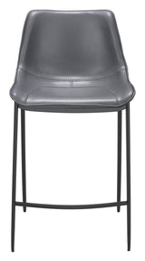 ZUO Magnus Counter Stool (Set of 2) Dark Gray & Black