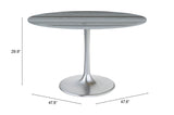 ZUO Star City Dining Table Gray & Silver