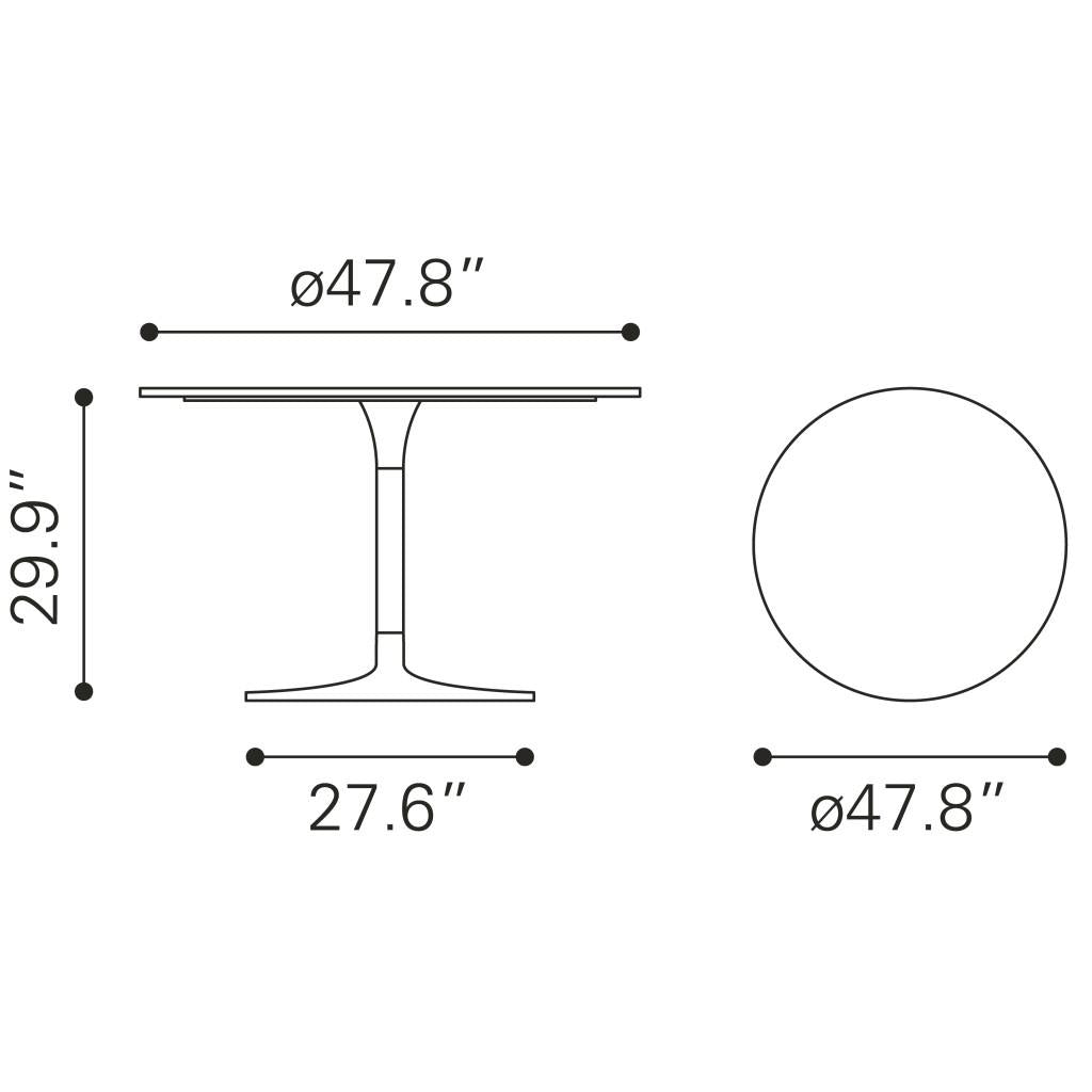 ZUO Star City Dining Table Gray & Silver
