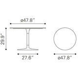 ZUO Star City Dining Table Gray & Silver
