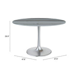 ZUO Star City Dining Table Gray & Silver