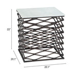 ZUO Duke Side Table White & Antique Bronze