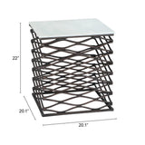 ZUO Duke Side Table White & Antique Bronze