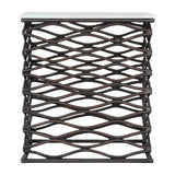 ZUO Duke Side Table White & Antique Bronze