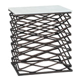 ZUO Duke Side Table White & Antique Bronze