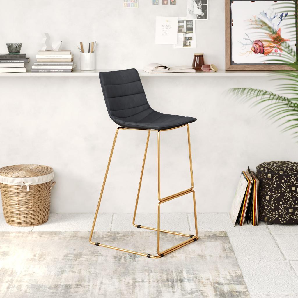 ZUO Adele Barstool (Set of 2) Black & Gold