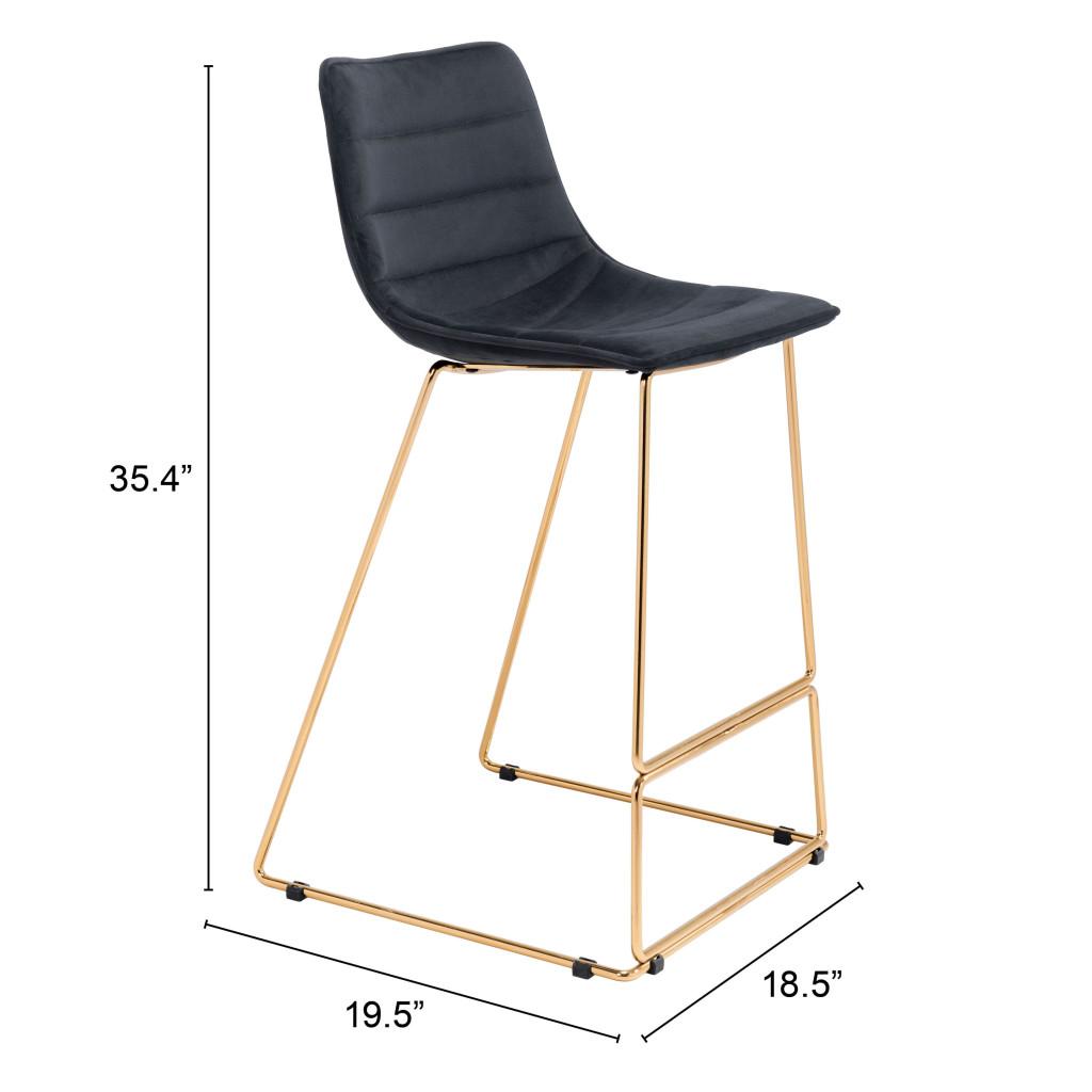 ZUO Adele Barstool (Set of 2) Black & Gold