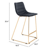 ZUO Adele Barstool (Set of 2) Black & Gold