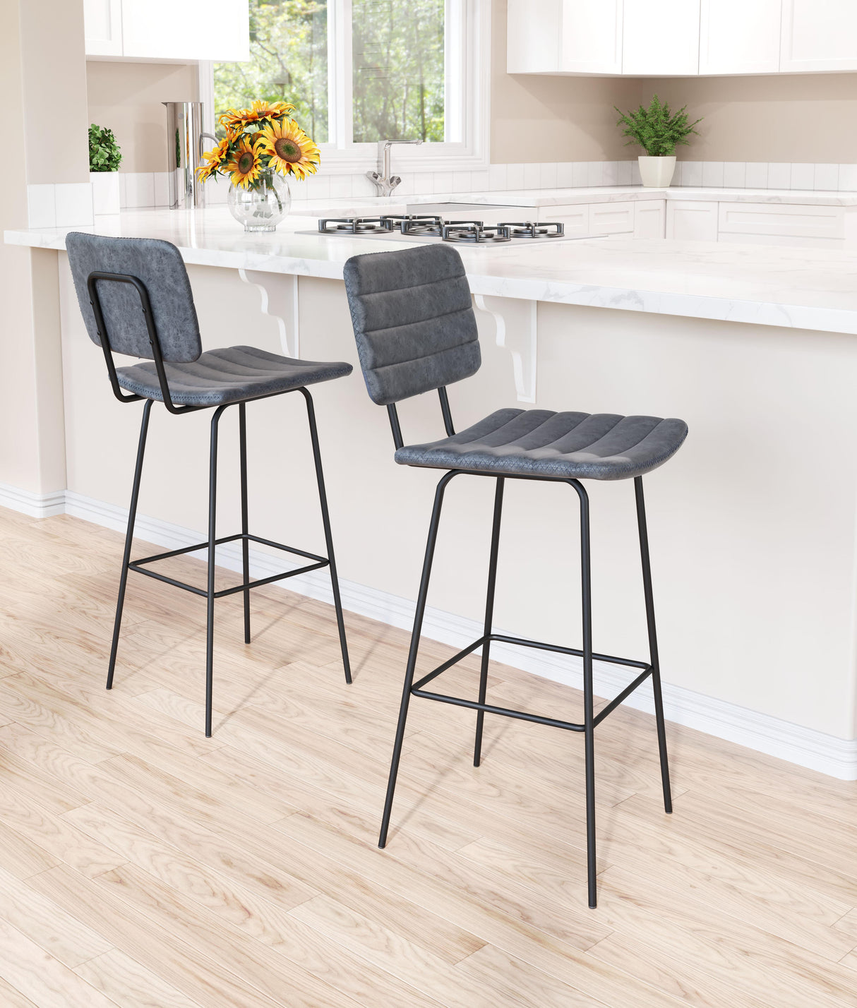 ZUO Boston Barstool (Set of 2) Vintage Black