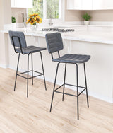 ZUO Boston Barstool (Set of 2) Vintage Black