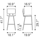 ZUO Boston Barstool (Set of 2) Vintage Black