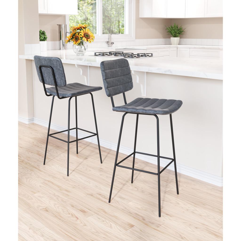 ZUO Boston Barstool (Set of 2) Vintage Black
