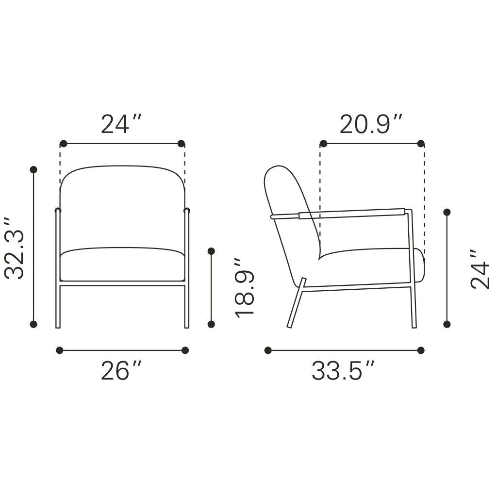 ZUO Chicago Accent Chair Ivory