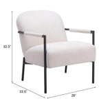 ZUO Chicago Accent Chair Ivory