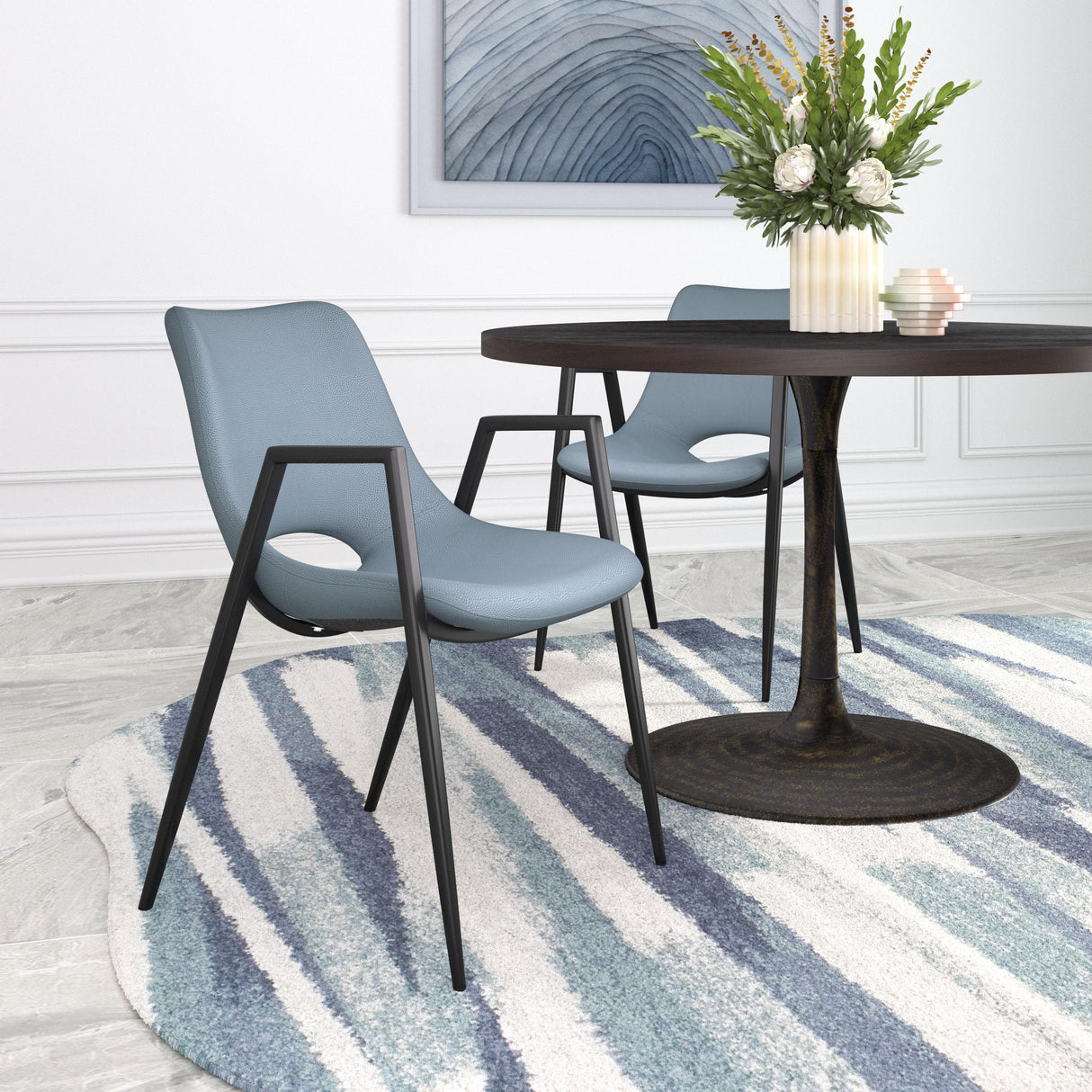 ZUO Desi Dining Chair (Set of 2) Azure Gray