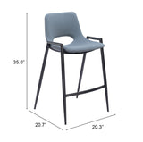 ZUO Desi Counter Stool (Set of 2) Azure Gray