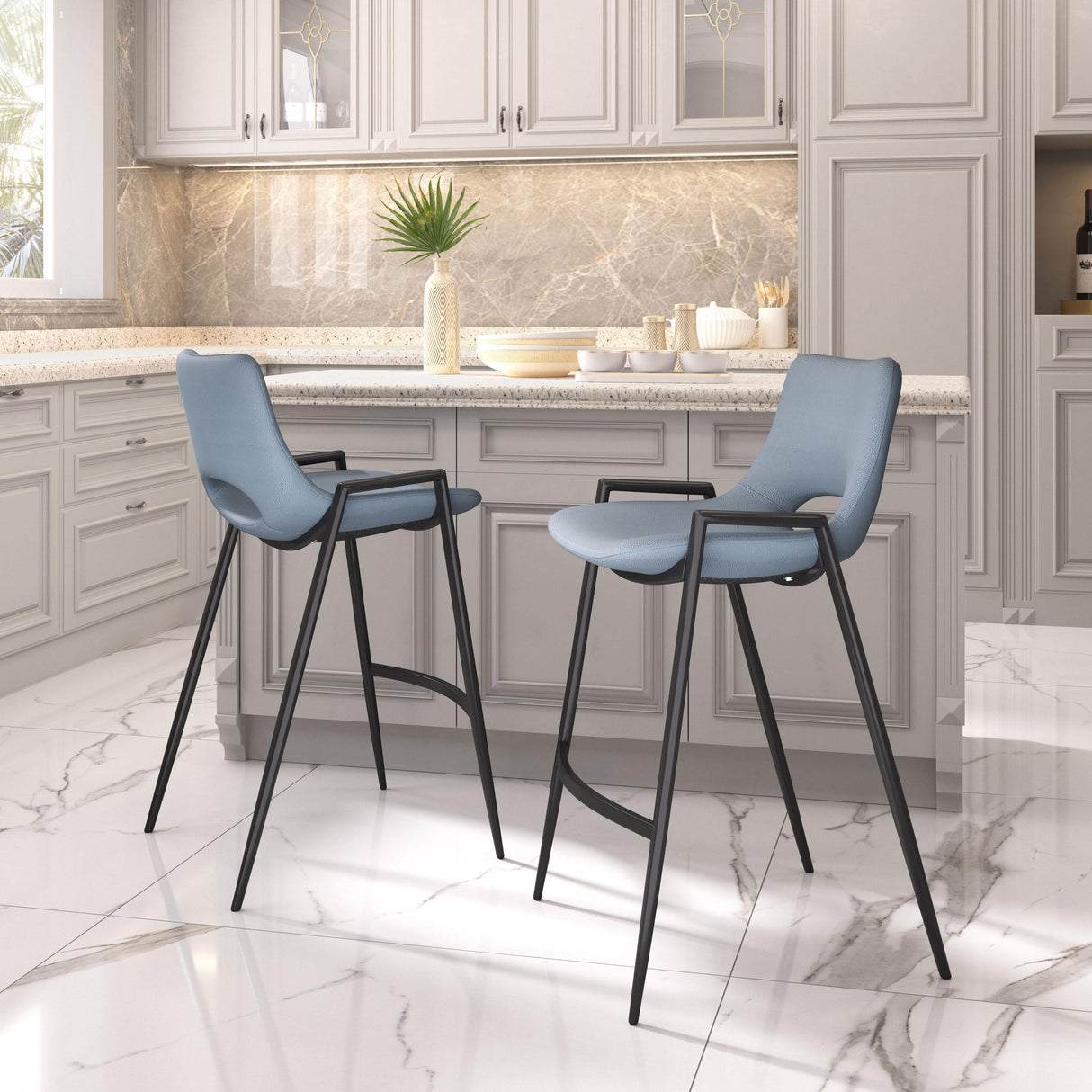 ZUO Desi Counter Stool (Set of 2) Azure Gray