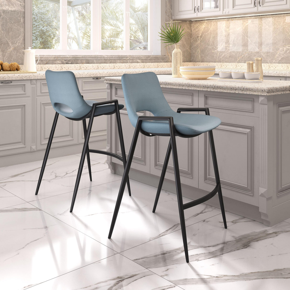 ZUO Desi Counter Stool (Set of 2) Azure Gray