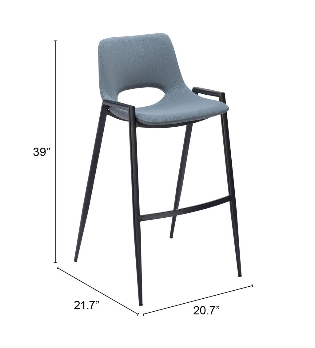 ZUO Desi Barstool (Set of 2) Azure Gray
