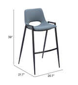 ZUO Desi Barstool (Set of 2) Azure Gray