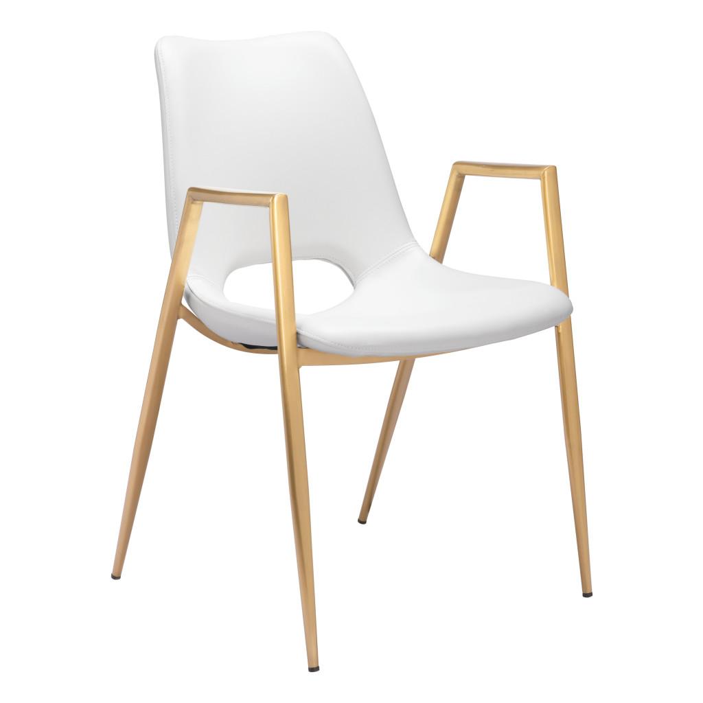 ZUO Desi Dining Chair (Set of 2) White & Gold
