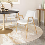 ZUO Desi Dining Chair (Set of 2) White & Gold
