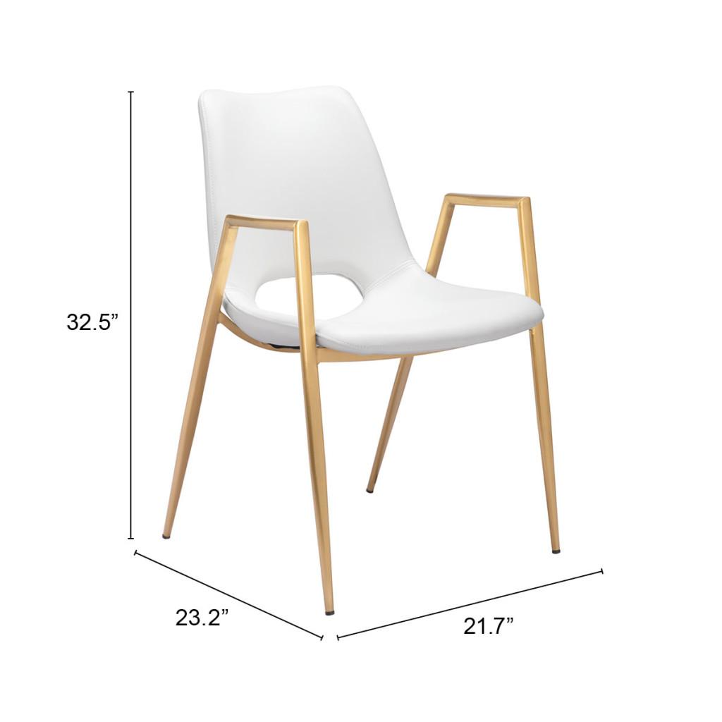 ZUO Desi Dining Chair (Set of 2) White & Gold