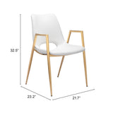 ZUO Desi Dining Chair (Set of 2) White & Gold