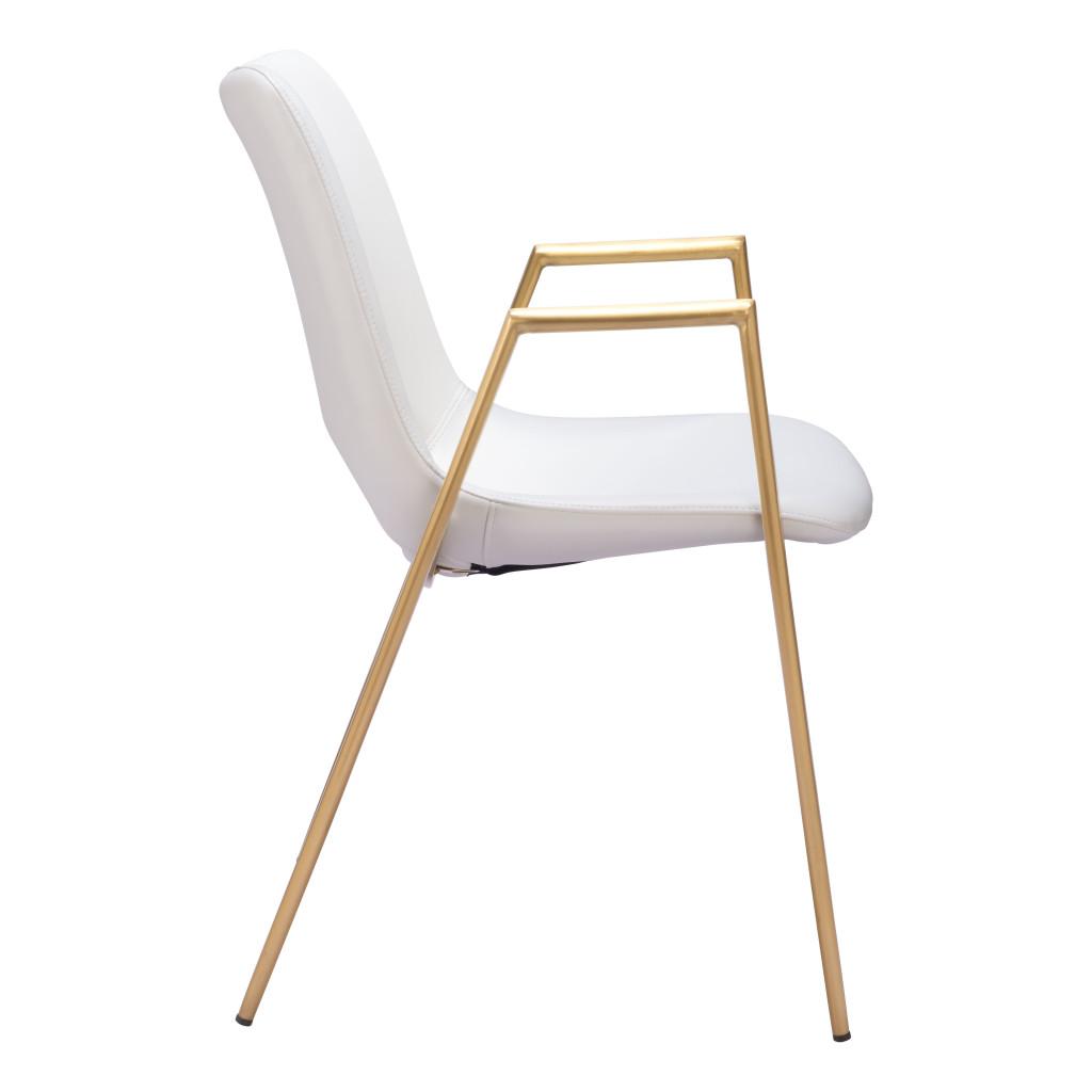 ZUO Desi Dining Chair (Set of 2) White & Gold