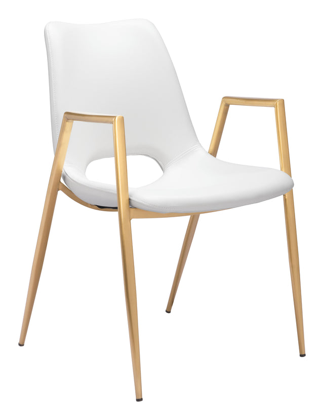 ZUO Desi Dining Chair (Set of 2) White & Gold
