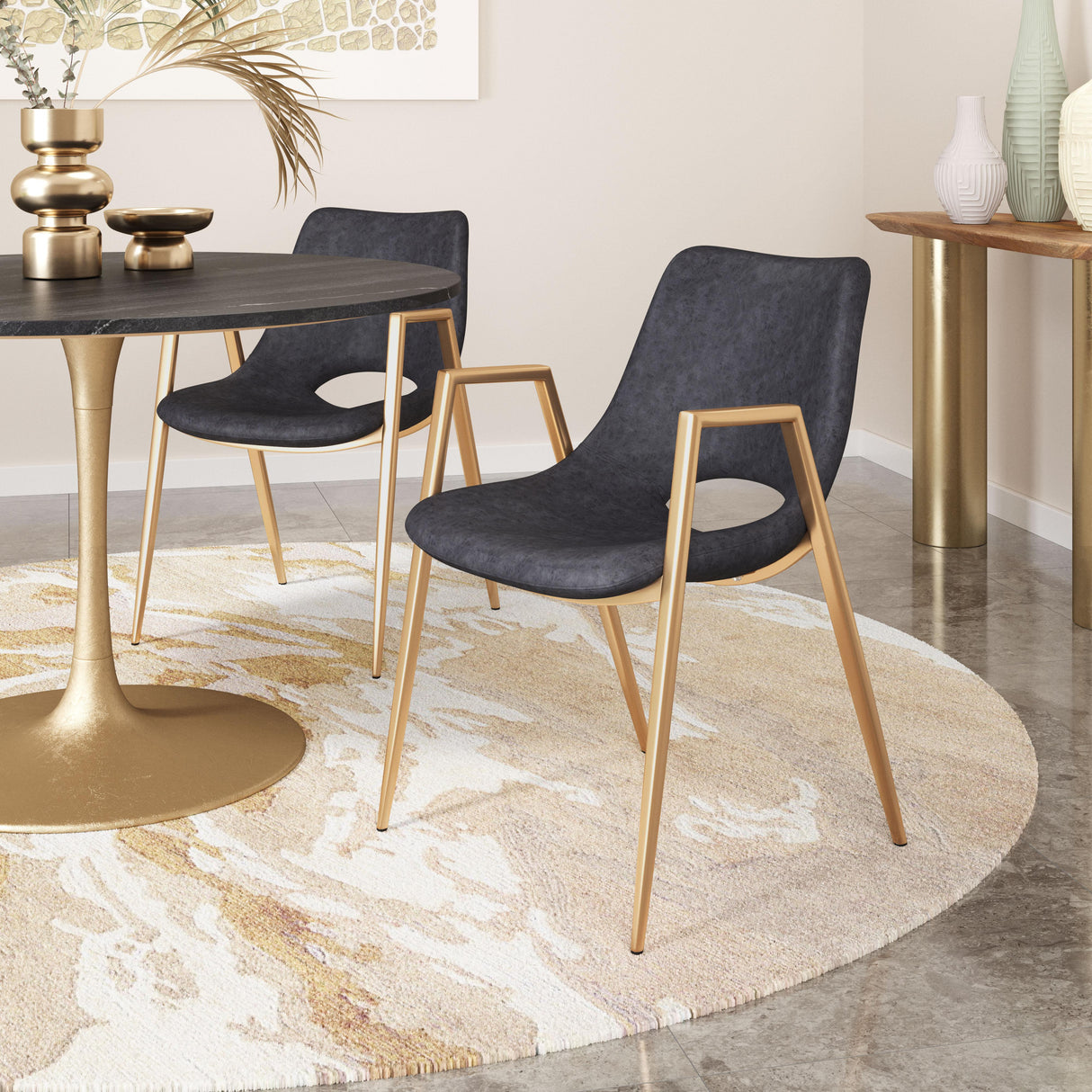 ZUO Desi Dining Chair (Set of 2) Black & Gold