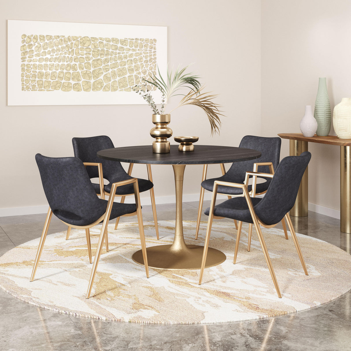 ZUO Desi Dining Chair (Set of 2) Black & Gold