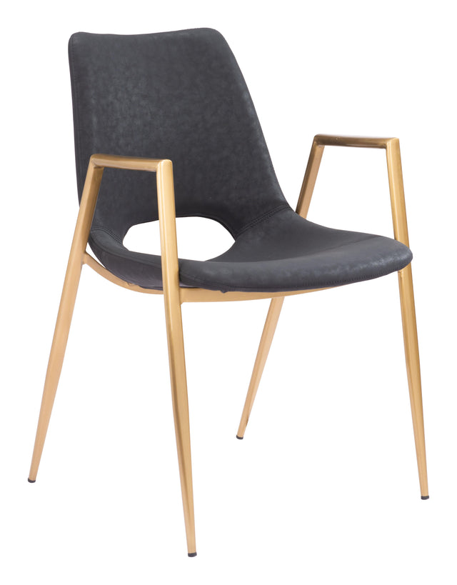 ZUO Desi Dining Chair (Set of 2) Black & Gold