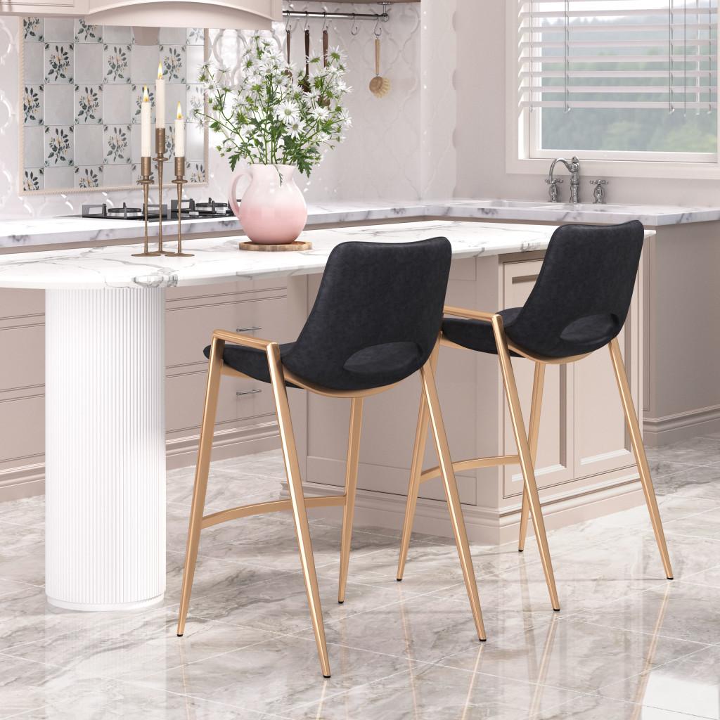 ZUO Desi Counter Stool (Set of 2) Black & Gold