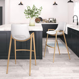 ZUO Desi Barstool (Set of 2) White & Gold