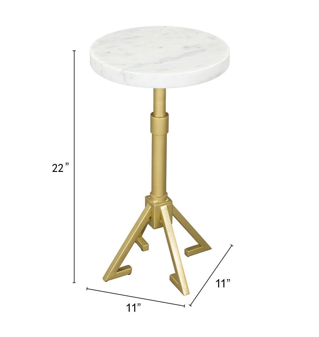 ZUO Maurice Side Table White & Gold